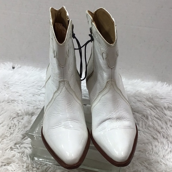 Free People white patent leather New Frontier western boots 38 - Picture 2 of 15